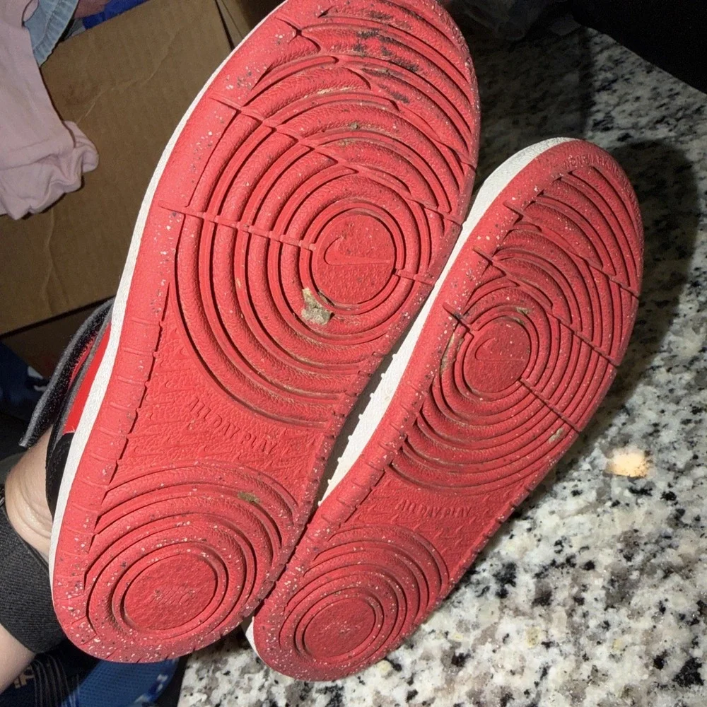 Nike Court Borough Low 2 Toddler Shoes Red Black Hook Loop Size 9C